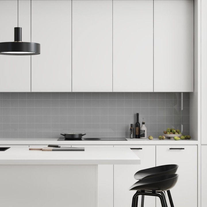London Medium Grey Kitchen Splashback Tile Effect - Fibo - 10x10cm Square Tiles