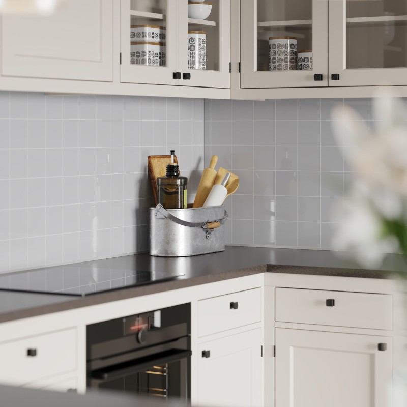 London Medium Grey Kitchen Splashback Tile Effect - Fibo - 10x10cm Square Tiles