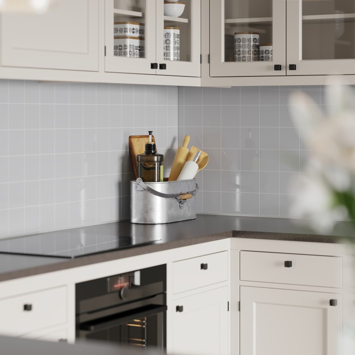 London Medium Grey Kitchen Splashback Tile Effect - Fibo - 10x10cm Square Tiles