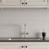 Warm Grey Kitchen Splashback Tile Effect - Fibo - 4x20cm Vertical Tiles