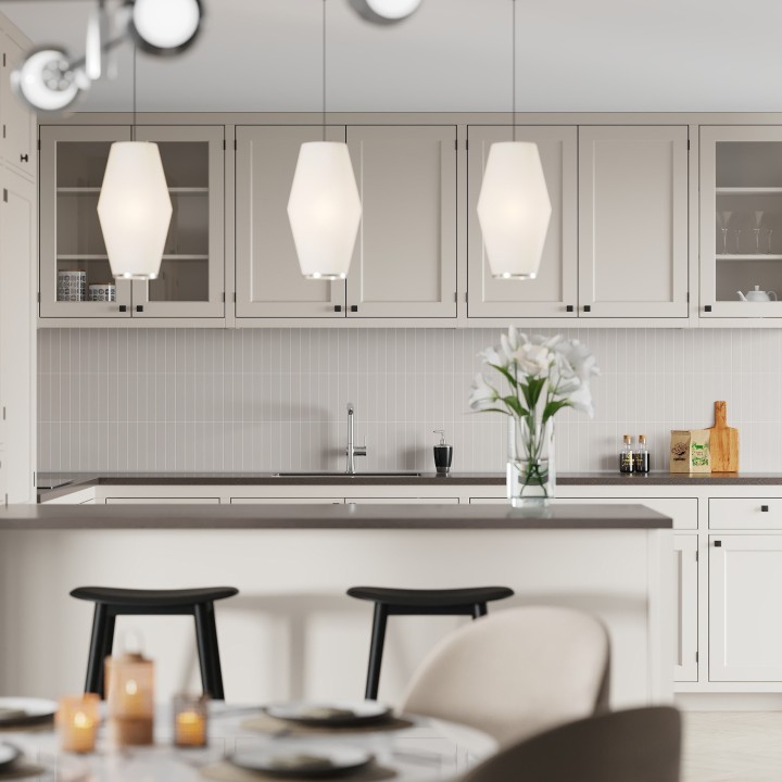 Warm Grey Kitchen Splashback Tile Effect - Fibo - 4x20cm Vertical Tiles