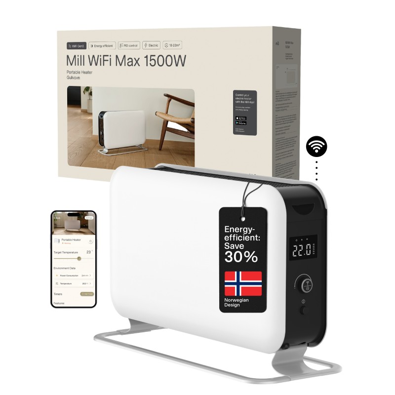 1500W Mill Designer Electric Free Standing Horizontal Convector Heater - 620mm(w) x 390mm(h)