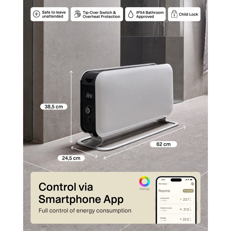 1500W Mill Electric Free Standing Convector Heater