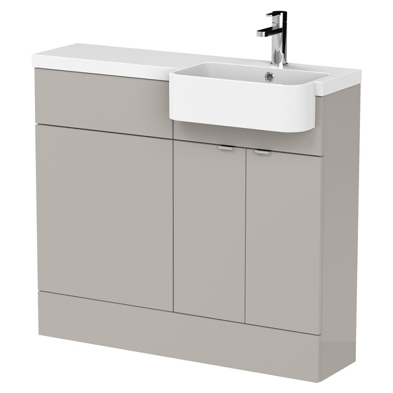 Fusion 1000mm Semi-recessed Freestanding Combination Toilet & Round Basin Vanity Units