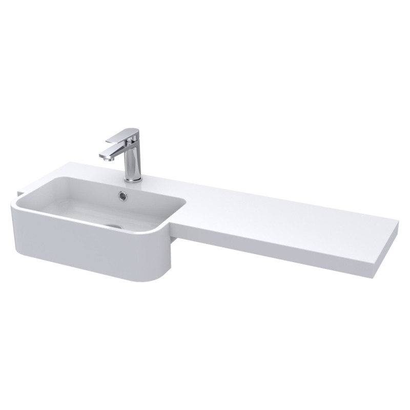 Fusion 1000mm Semi-recessed Freestanding Combination Toilet & Round Basin Vanity Units
