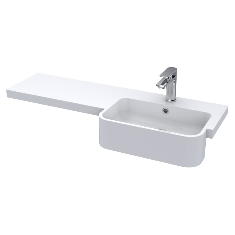 Fusion 1000mm Semi-recessed Freestanding Combination Toilet & Round Basin Vanity Units