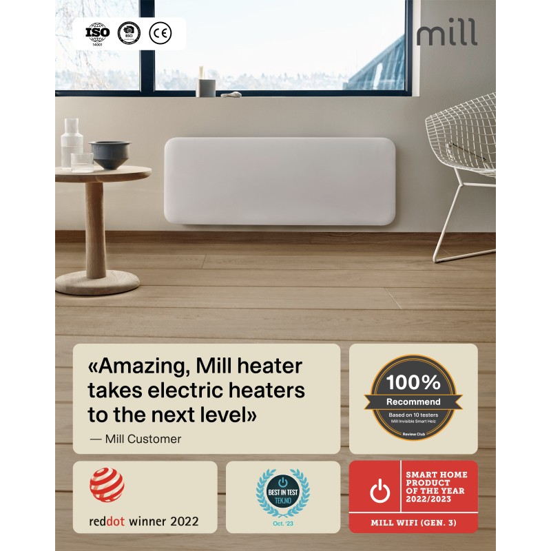 1300W "Mill" Designer Electric WiFi Bluetooth Panel Heater