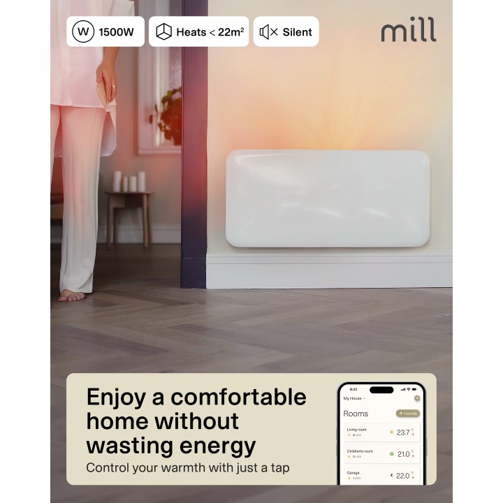 1500W "Mill" Designer Electric WiFi Bluetooth Panel Heater