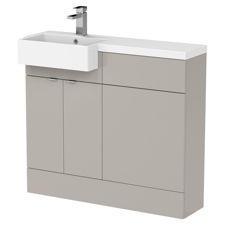 Fusion 1000mm Semi-recessed Freestanding Combination Toilet & Square Basin Vanity Units