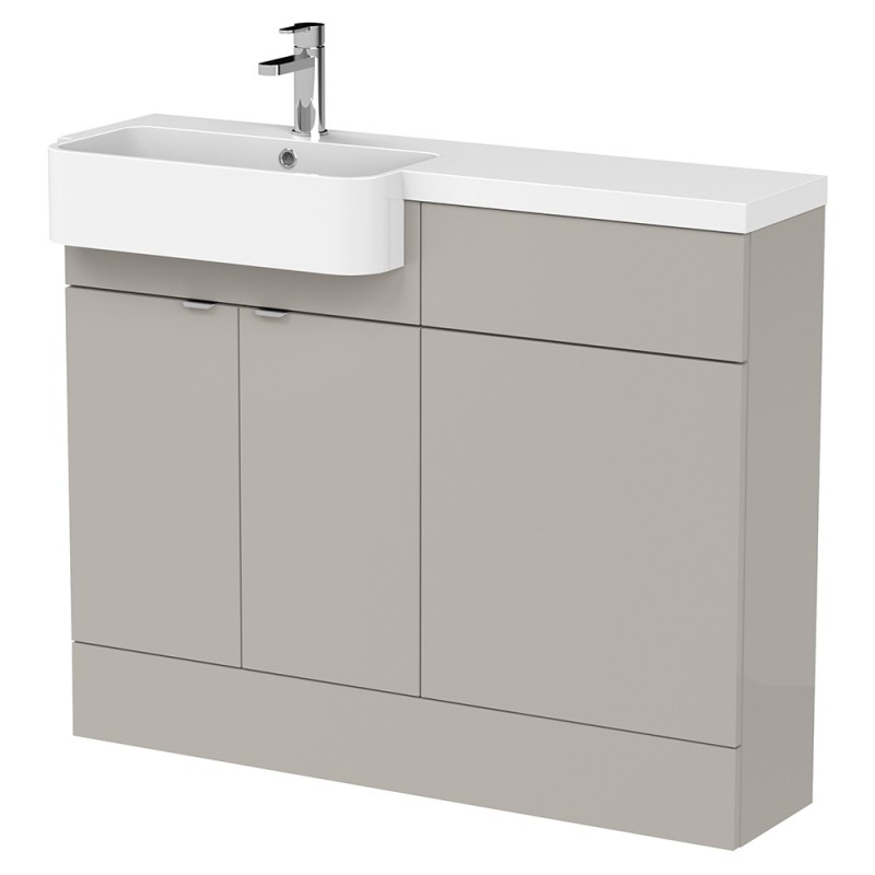 Fusion 1100mm Semi-recessed Freestanding Combination Toilet & Round Basin Vanity Units