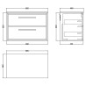 Lille 800mm Wall Hung Double Drawer Worktop Vanity Units