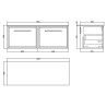 Lille 1200mm Wall Hung Double Drawer Worktop Vanity Units