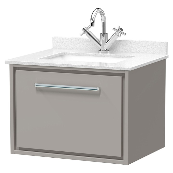 Lille 600mm Wall Hung Single Drawer Vanity Units With Marble Tops