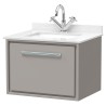 Lille 600mm Wall Hung Single Drawer Vanity Units With Marble Tops