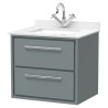Lille 600mm Wall Hung Double Drawer Vanity Units With Marble Tops