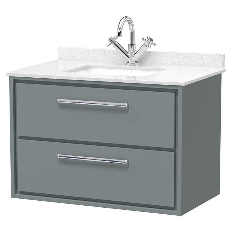 Lille 800mm Wall Hung Double Drawer Vanity Units With Marble Tops Lille 800mm Wall Hung Double Drawer Vanity Units With Marble Tops