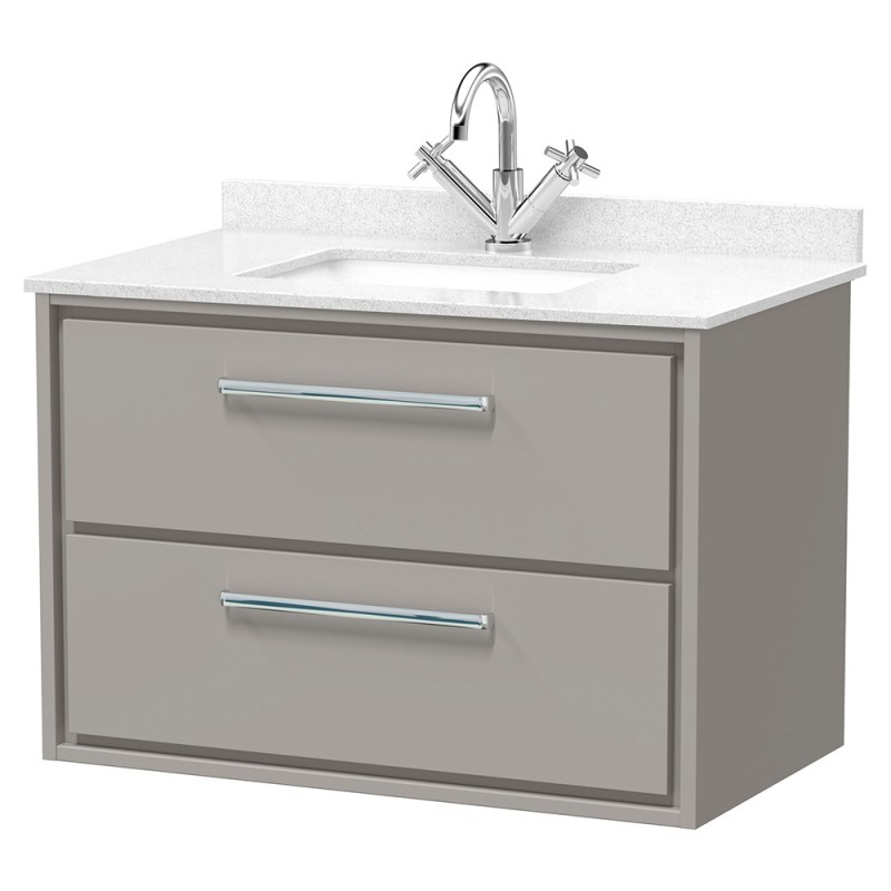 Lille 800mm Wall Hung Double Drawer Vanity Units With Marble Tops Lille 800mm Wall Hung Double Drawer Vanity Units With Marble Tops