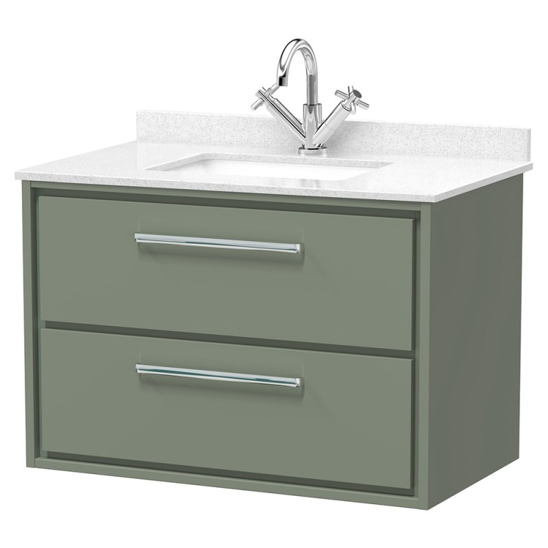 Lille 800mm Wall Hung Double Drawer Vanity Units With Marble Tops