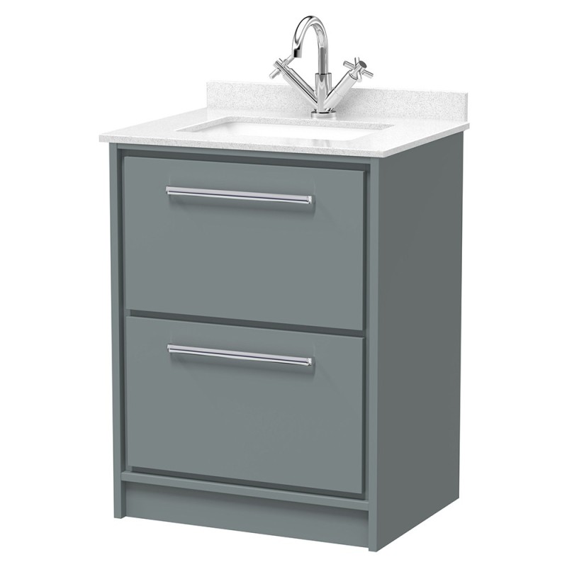 Lille 600mm Freestanding Double Drawer Vanity Units With Marble Tops