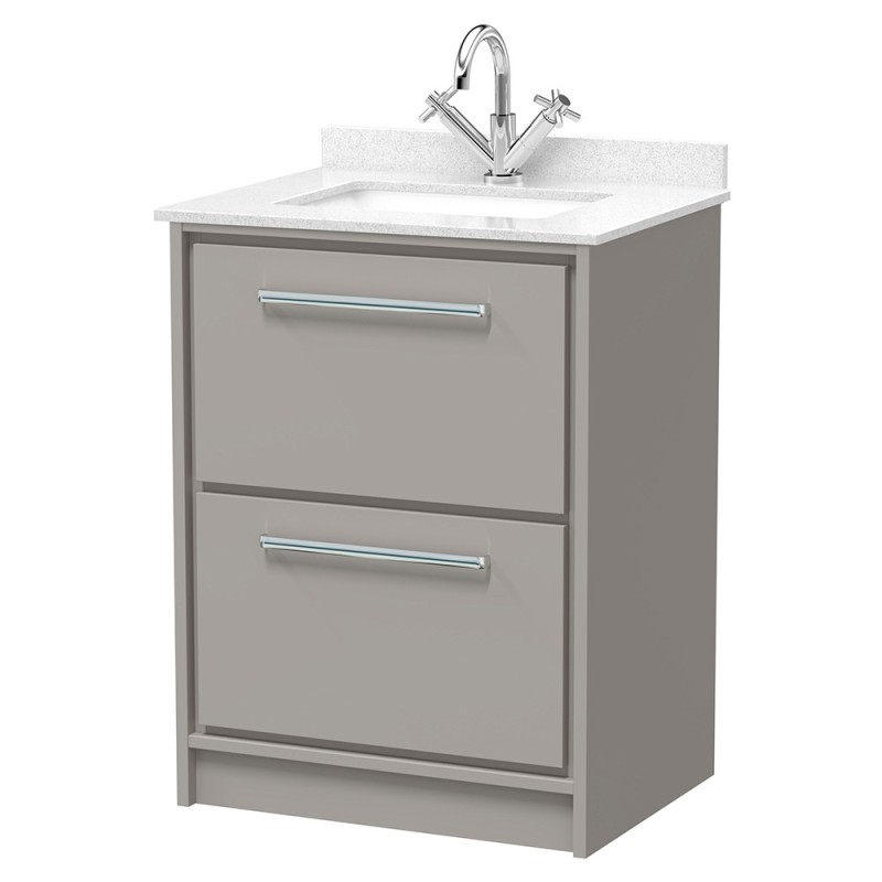 Lille 600mm Freestanding Double Drawer Vanity Units With Marble Tops