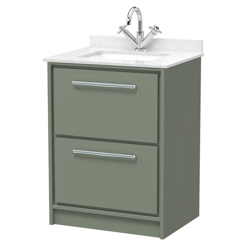 Lille 600mm Freestanding Double Drawer Vanity Units With Marble Tops