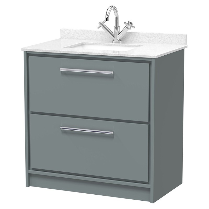 Lille 800mm Freestanding Double Drawer Vanity Units With Marble Tops