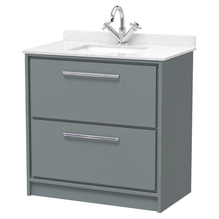 Lille 800mm Freestanding Double Drawer Vanity Units With Marble Tops