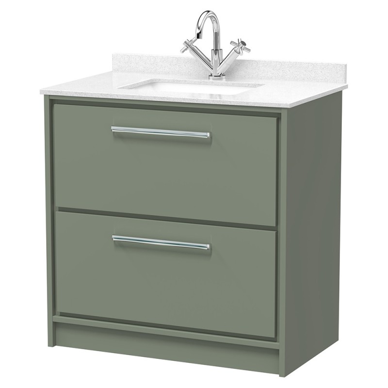 Lille 800mm Freestanding Double Drawer Vanity Units With Marble Tops
