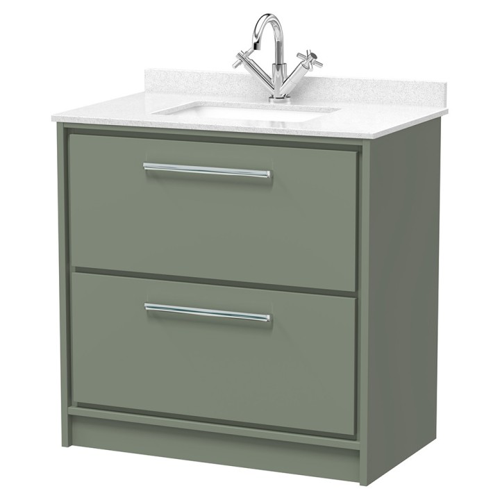 Lille 800mm Freestanding Double Drawer Vanity Units With Marble Tops