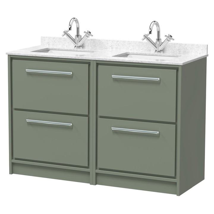 Lille 1200mm Freestanding Four Drawer Vanity Units With Marble Tops