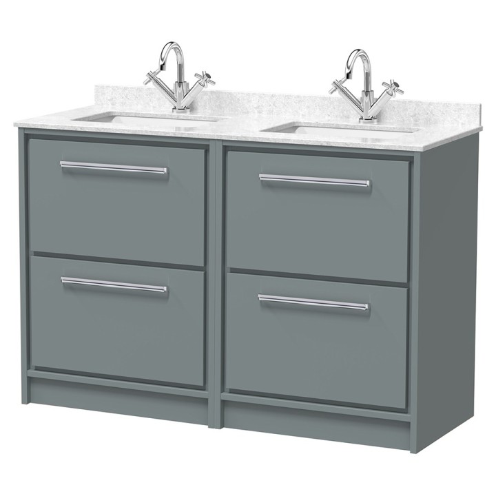 Lille 1200mm Freestanding Four Drawer Vanity Units With Marble Tops