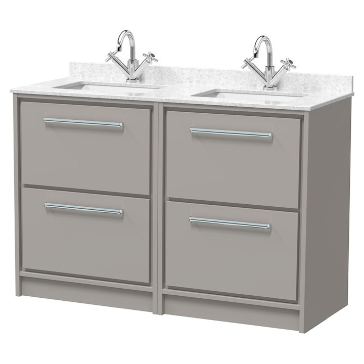 Lille 1200mm Freestanding Four Drawer Vanity Units With Marble Tops