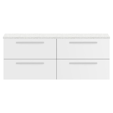 Quartet 1440mm (w) x 520mm (h) x 510mm (d) Double Cabinet & Sparkling White Worktop -  Gloss White
