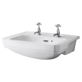 Carlton 560mm (w) x 208mm (h) Semi Recessed Basin - 2 Tap Hole