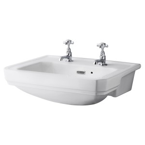 Carlton 560mm Semi Recessed Basin - 2 Tap Hole