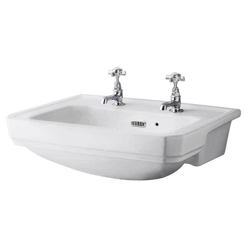 Carlton 560mm Semi Recessed Basin - 2 Tap Hole Carlton 560mm Semi Recessed Basin - 2 Tap Hole