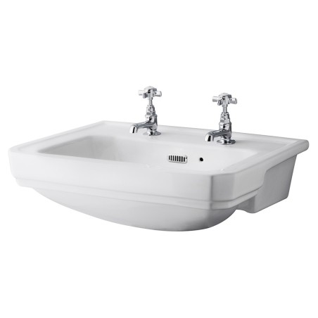 Carlton 560mm Semi Recessed Basin - 2 Tap Hole