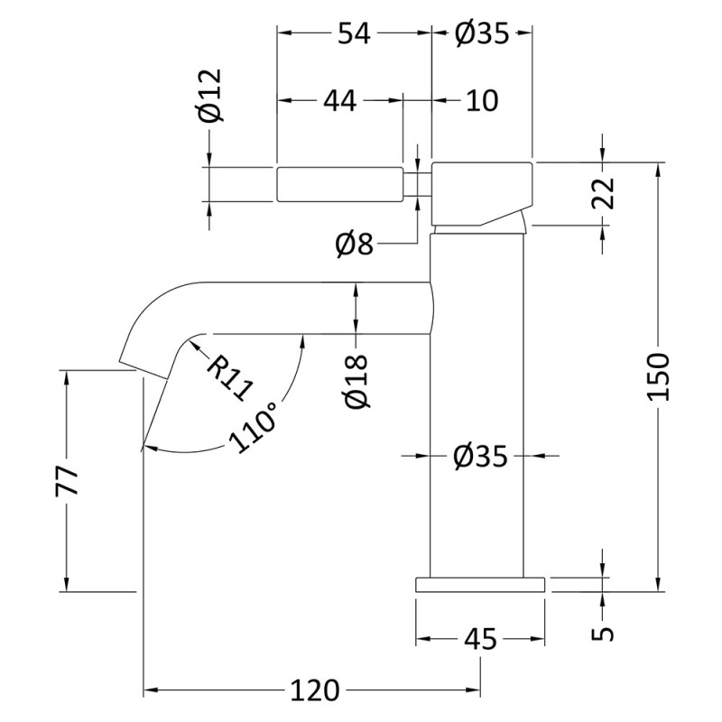 Tec Lever Chrome Mono Basin Mixer Tap & Waste Tec Lever Chrome Mono Basin Mixer Tap & Waste