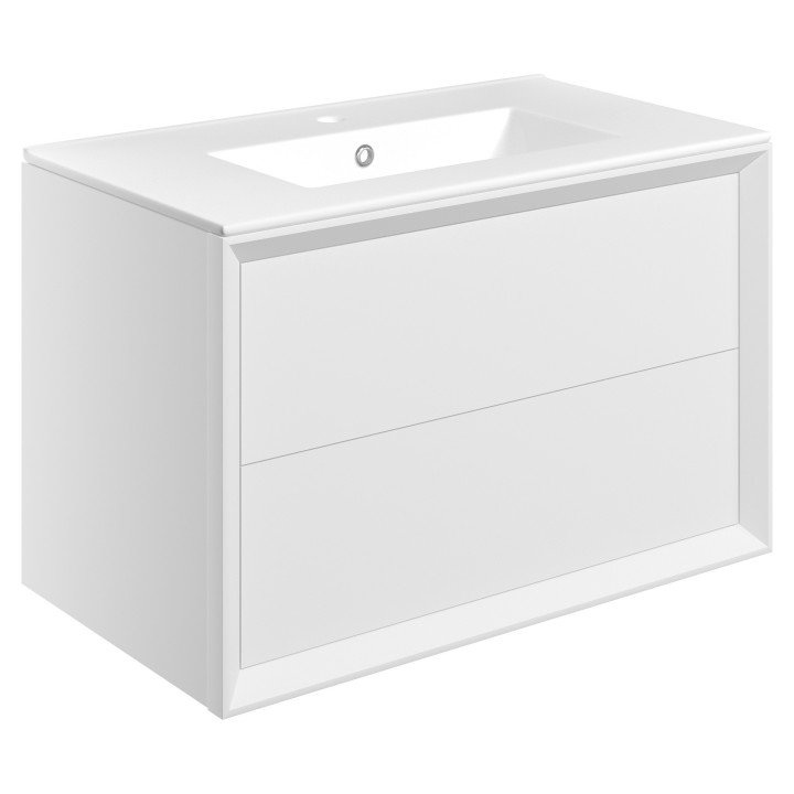 Bevel 815mm Wall Hung Double Drawer Vanity Unit