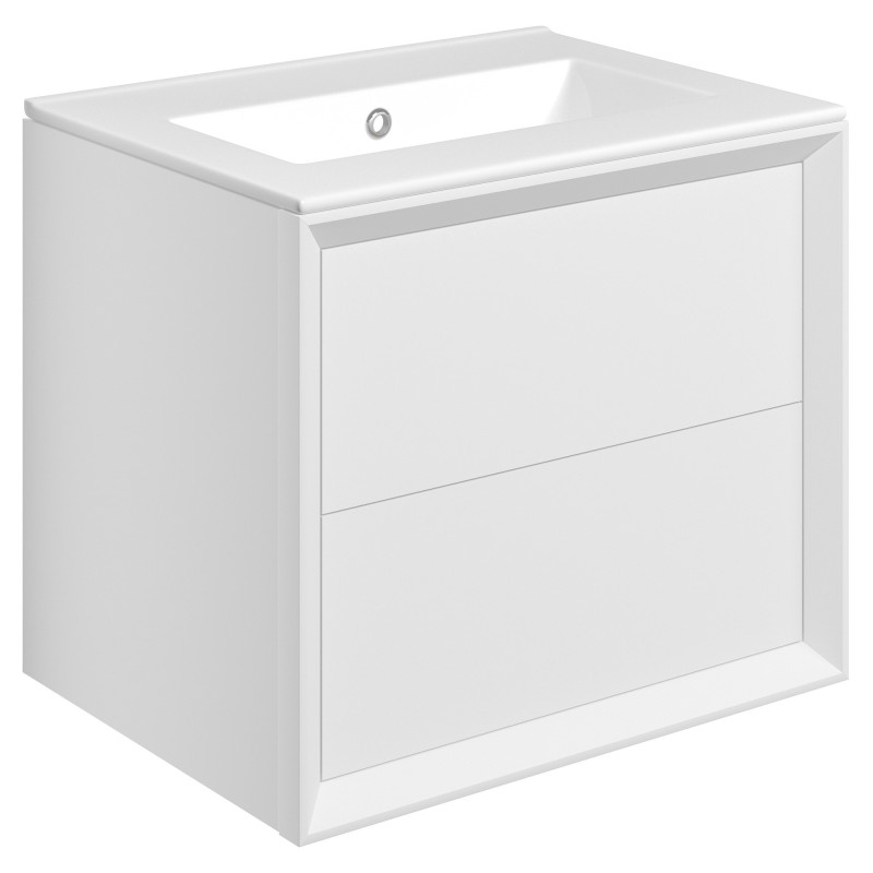 Bevel 615mm Wall Hung Double Drawer Vanity Unit