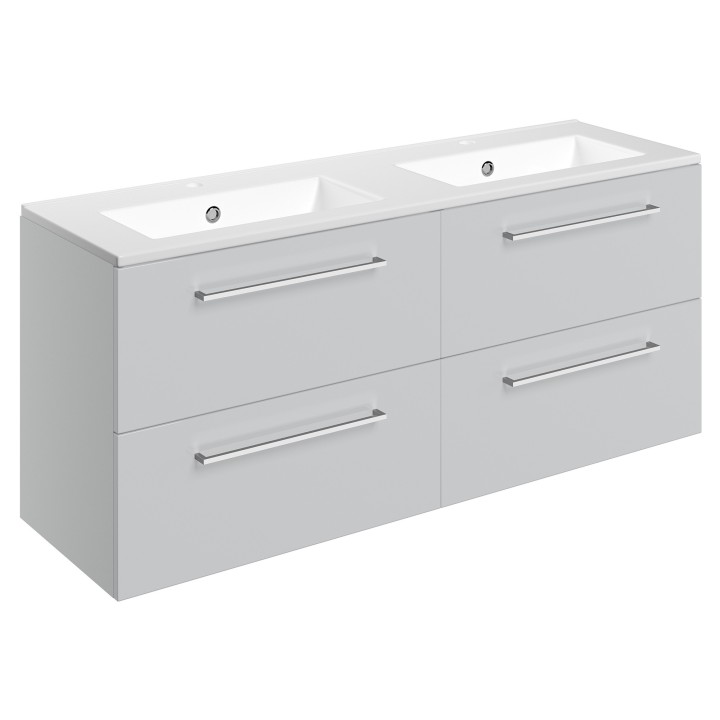 Naha 1210mm Wall Hung Double Basin Drawer Vanity Units