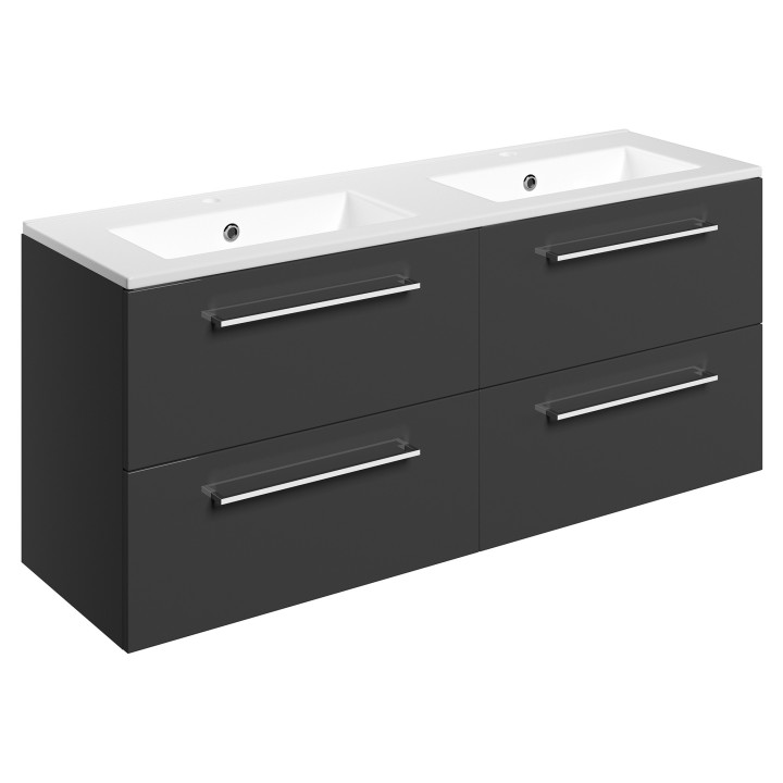 Naha 1210mm Wall Hung Double Basin Drawer Vanity Units