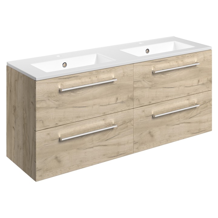 Naha 1210mm Wall Hung Double Basin Drawer Vanity Units