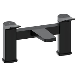 Kyro Twin Lever Deck Mounted Bath Filler Tap - Matt Black