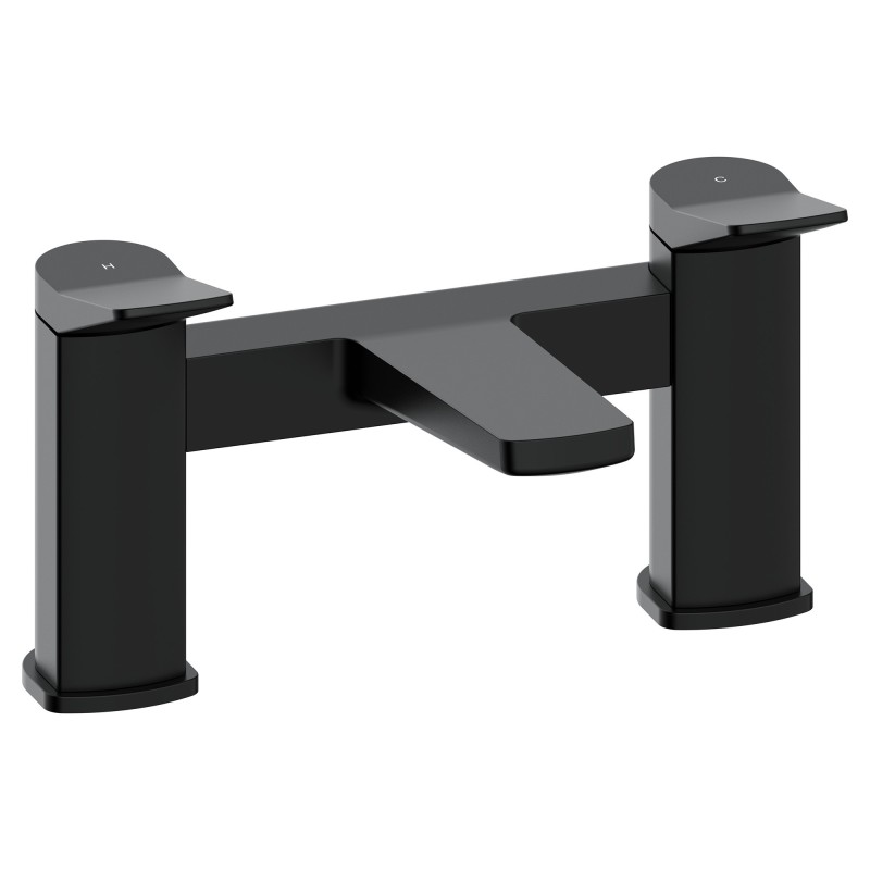 Kyro Twin Lever Deck Mounted Bath Filler Tap - Matt Black