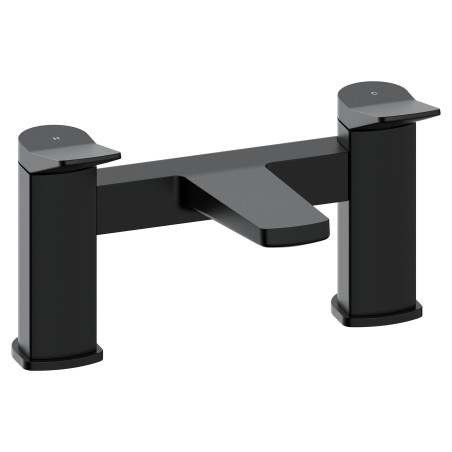 Kyro Twin Lever Deck Mounted Bath Filler Tap - Matt Black