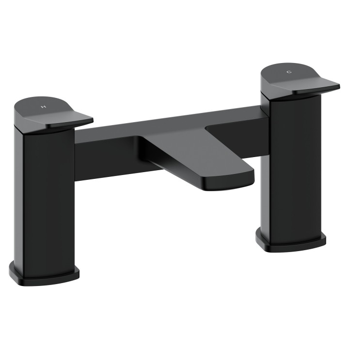 Kyro Twin Lever Deck Mounted Bath Filler Tap - Matt Black