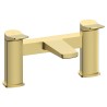 Kyro Twin Lever Deck Mounted Bath Filler Tap - Brushed Brass