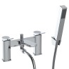 Kyro Twin Lever Deck Mounted Bath Filler Tap with Hand Shower & Parking Bracket - Chrome