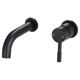 Winx 155mm Wall Mounted Basin Mixer Tap - Matt Black